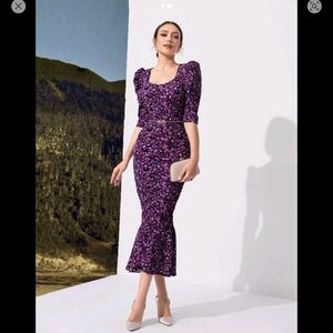 Floral Purple Women's Scrunched Midi